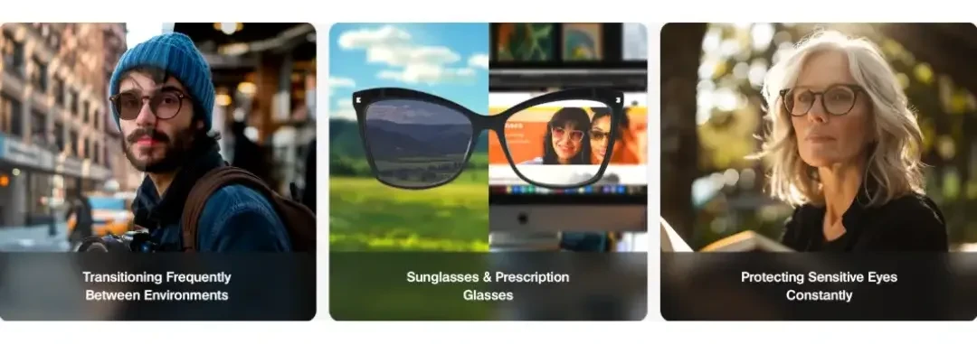 Photochromic Lens เปลี่ยนสีเข้มเมื่ออยู่กลางแจ้ง